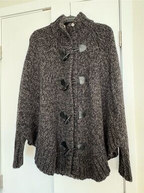 Michaels Two-Tone Charcoal Knit Zip & Toggle Sweater